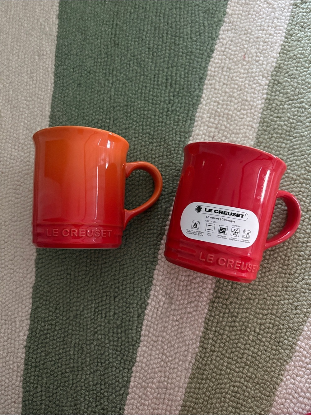 Le Creuset Flame and Carmin 400ml Stoneware Mugs - Set of 2